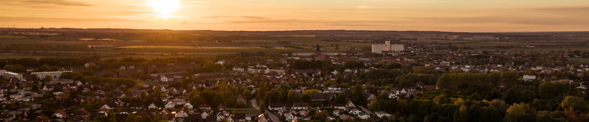 Luftbild von Pasewalk am Abend